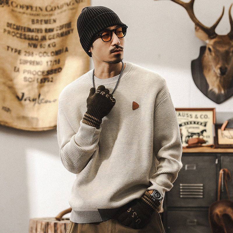 美式复古620g重磅男毛衣