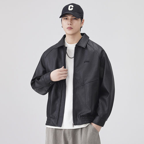 美式复古皮衣男宽松机车夹克