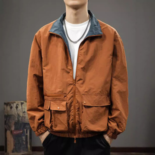 两面穿立领夹克男休闲百搭外套美式 户外防风防水登山冲锋衣潮 秋季