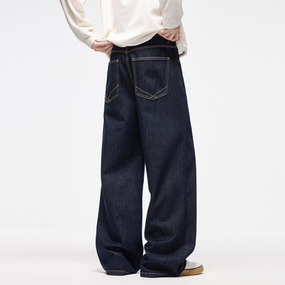 莱赛尔阔腿牛仔男裤2025新款