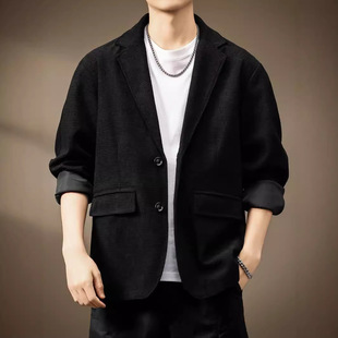 高级痞帅小西装 新款 外套 华夫格肌理感休闲西服男2024秋季 高端意式