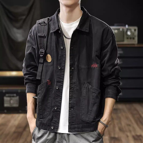 美式复古重磅牛仔男夹克