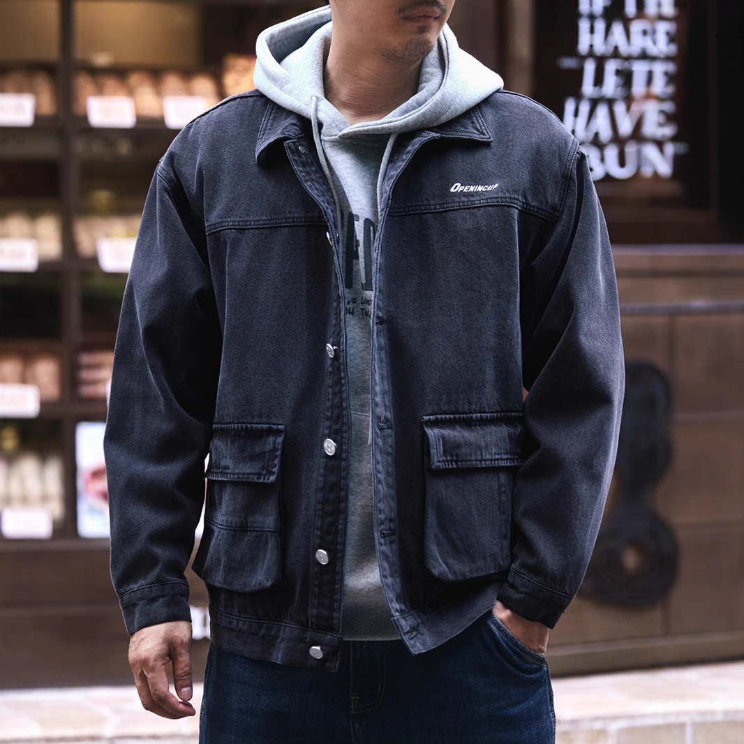 美式复古水洗牛仔男夹克