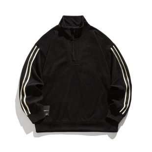 小众韩系复古上衣 重磅半拉链套头卫衣男款 美式 潮牌新款