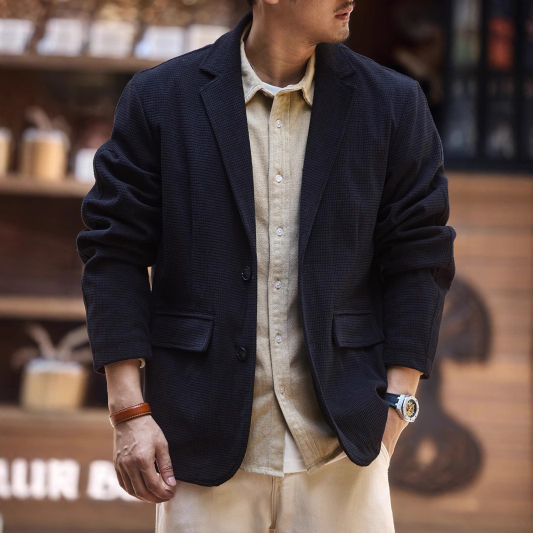 格蓝鹿华夫格男士休闲西服