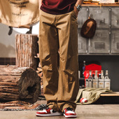 裤 休闲长裤 子男款 潮牌宽松直筒美式 夏季 美拉德复古咖啡色工装