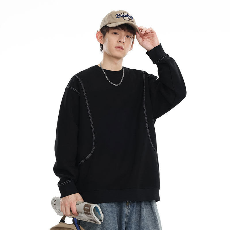 美式重磅圆领卫衣男早秋新款