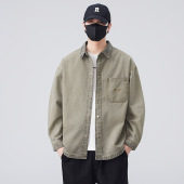 2025复古小众基础款 潮牌翻领街头时髦上衣男春秋 牛仔外套夹克美式