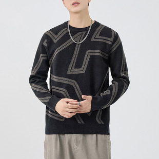 高级感痞帅复古重磅毛线卫衣男士秋冬季圆领长袖打底衫显档次毛衣