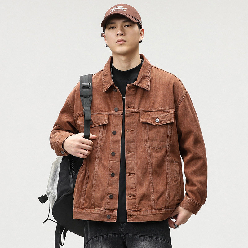 2023年秋季日系潮流牛仔外套宽松大码胖子高级感夹克外穿百搭上衣