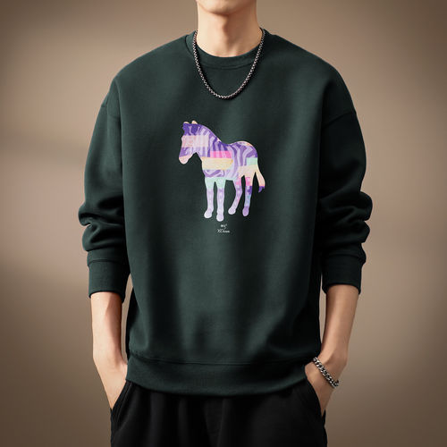 美式复古马年印花宽松卫衣