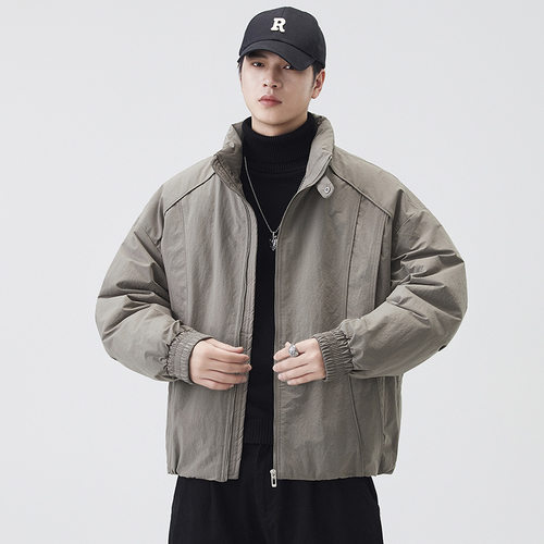 美式复古立领羽绒夹克男