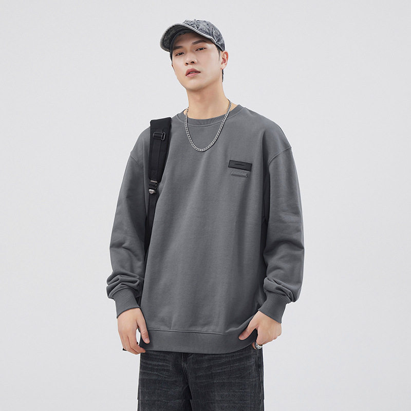 美式潮牌圆领卫衣男宽松