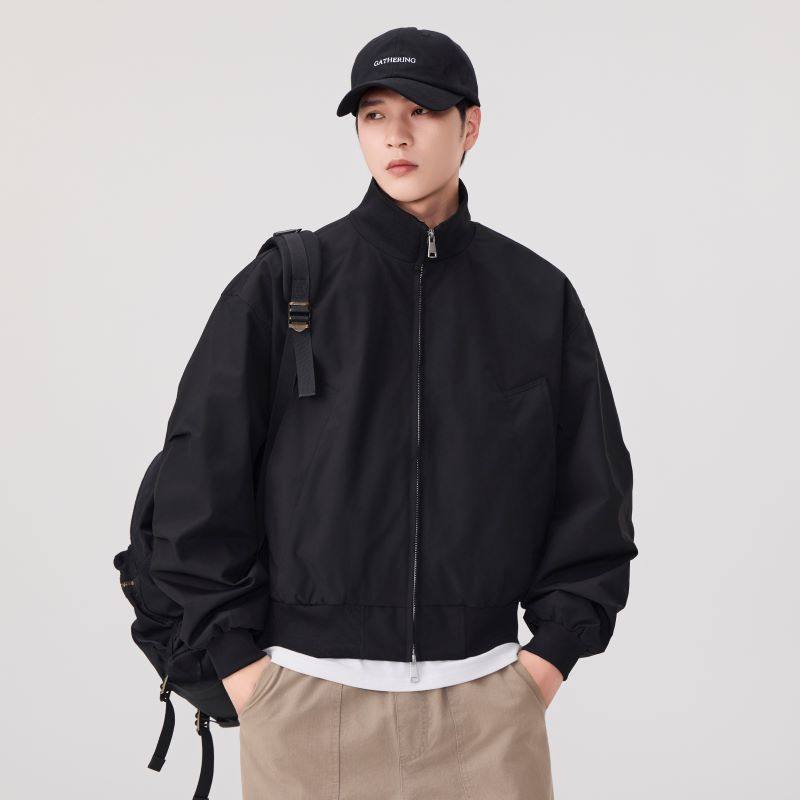 高端美式廓形飞行夹克男外套