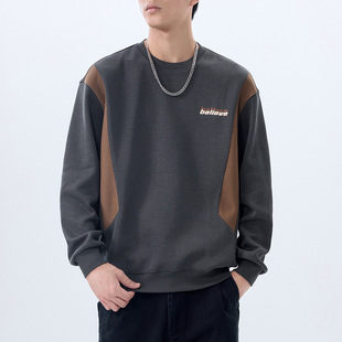 宽松休闲上衣男装 2024新款 大码 潮牌男款 青少年卫衣男 圆领卫衣秋季