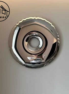 轻奢不锈钢圆形甜甜圈酒店样板房餐客厅墙面金属壁挂件艺术软装饰