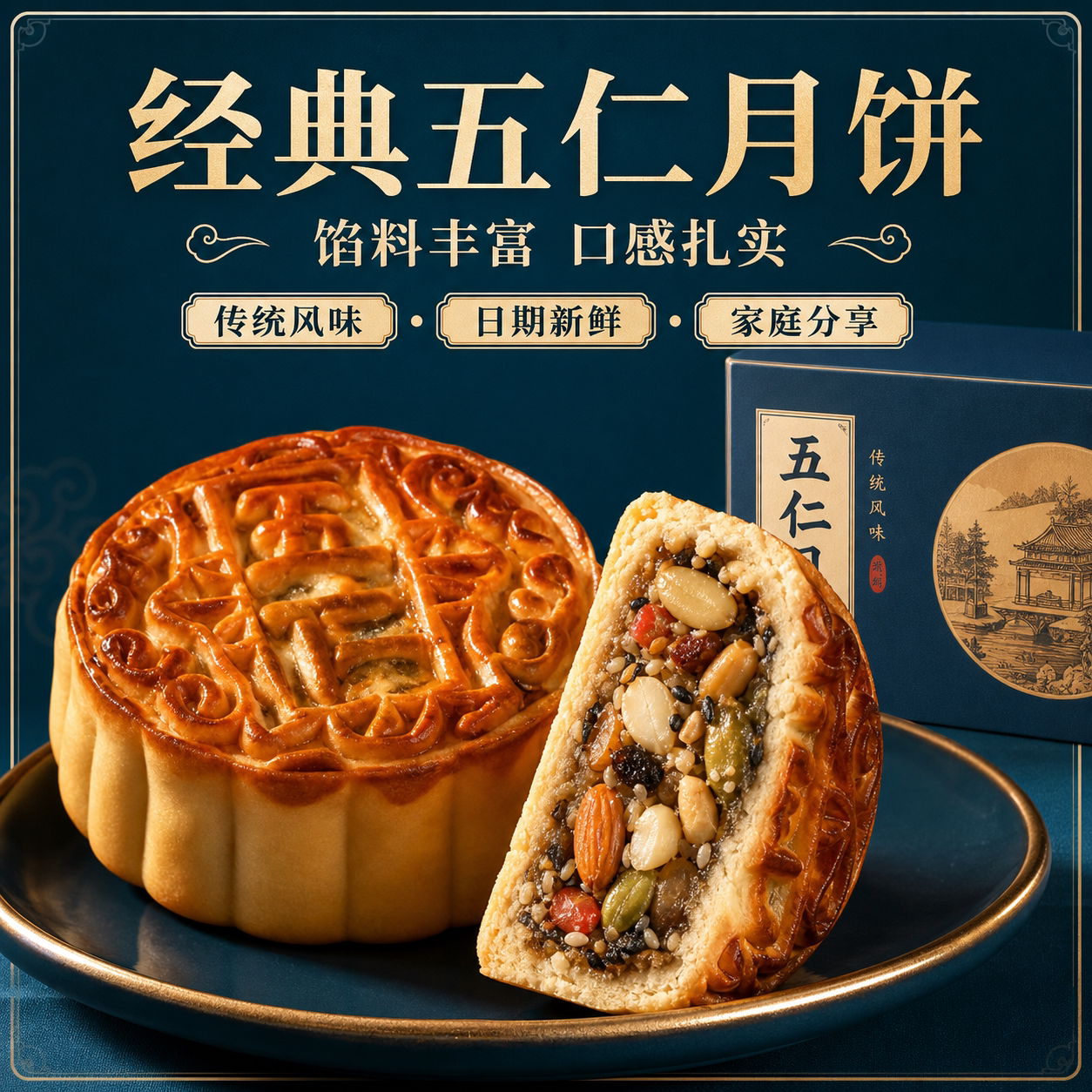 老字号纯手工广式五仁月饼