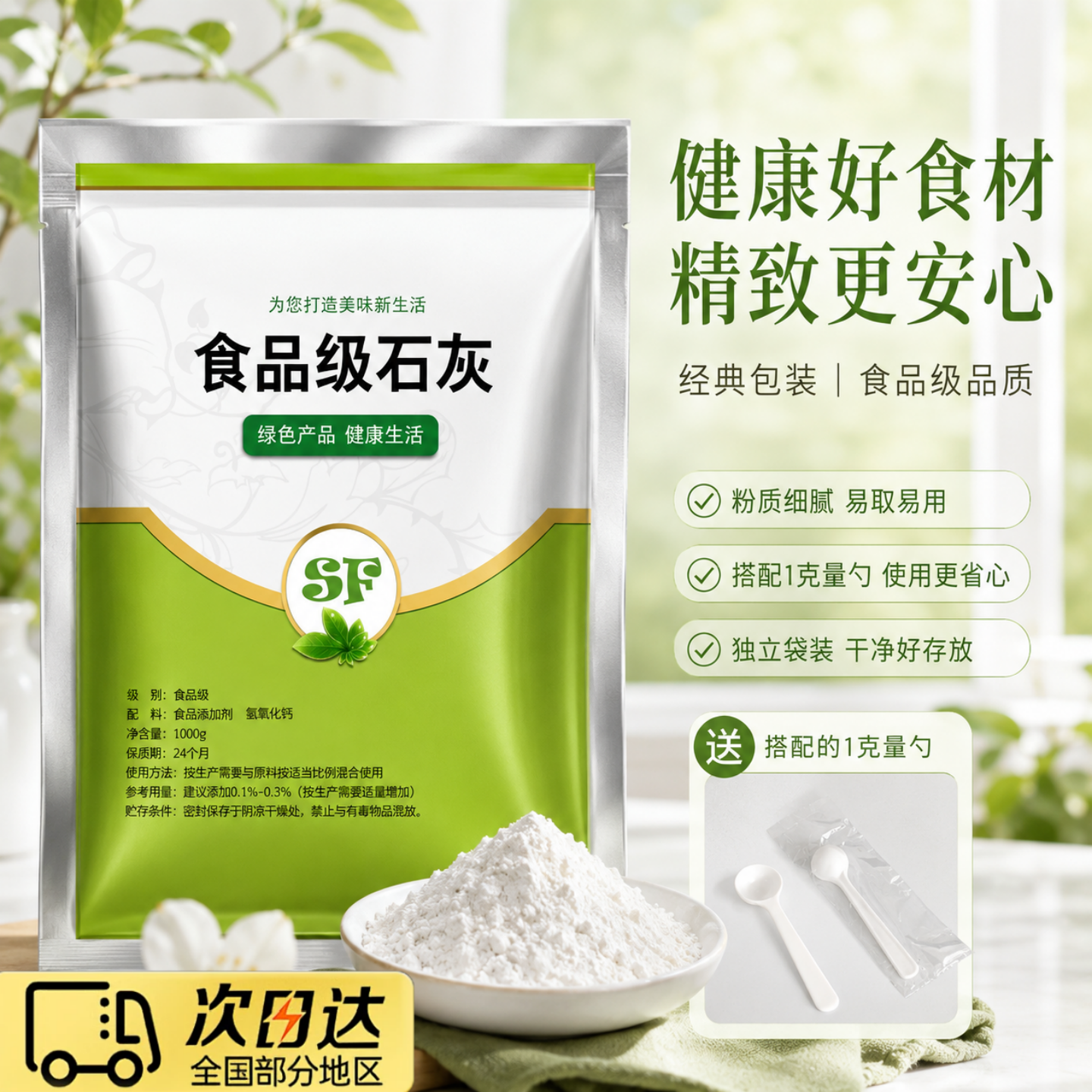 冰粉专用石灰粉可食用食品级熟石灰粉蒸蛋食用级冰粉米豆腐大袋装