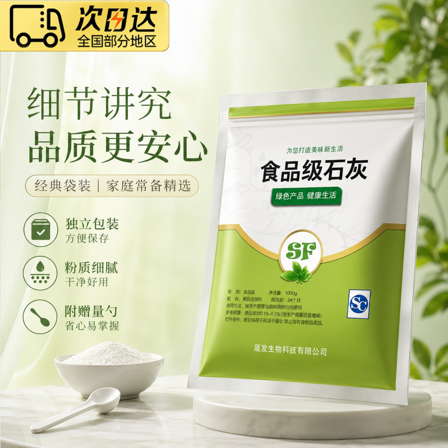冰粉专用石灰粉可食用食品级熟石灰粉蒸蛋食用级冰粉米豆腐大袋装