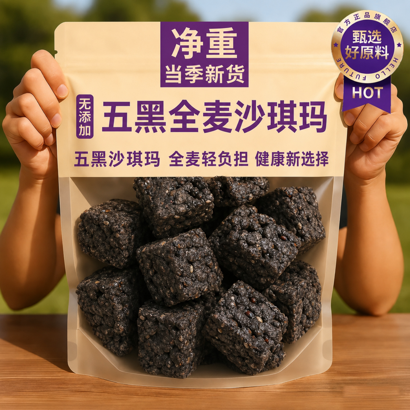 无蔗糖五黑牛乳沙琪玛硬脆整箱
