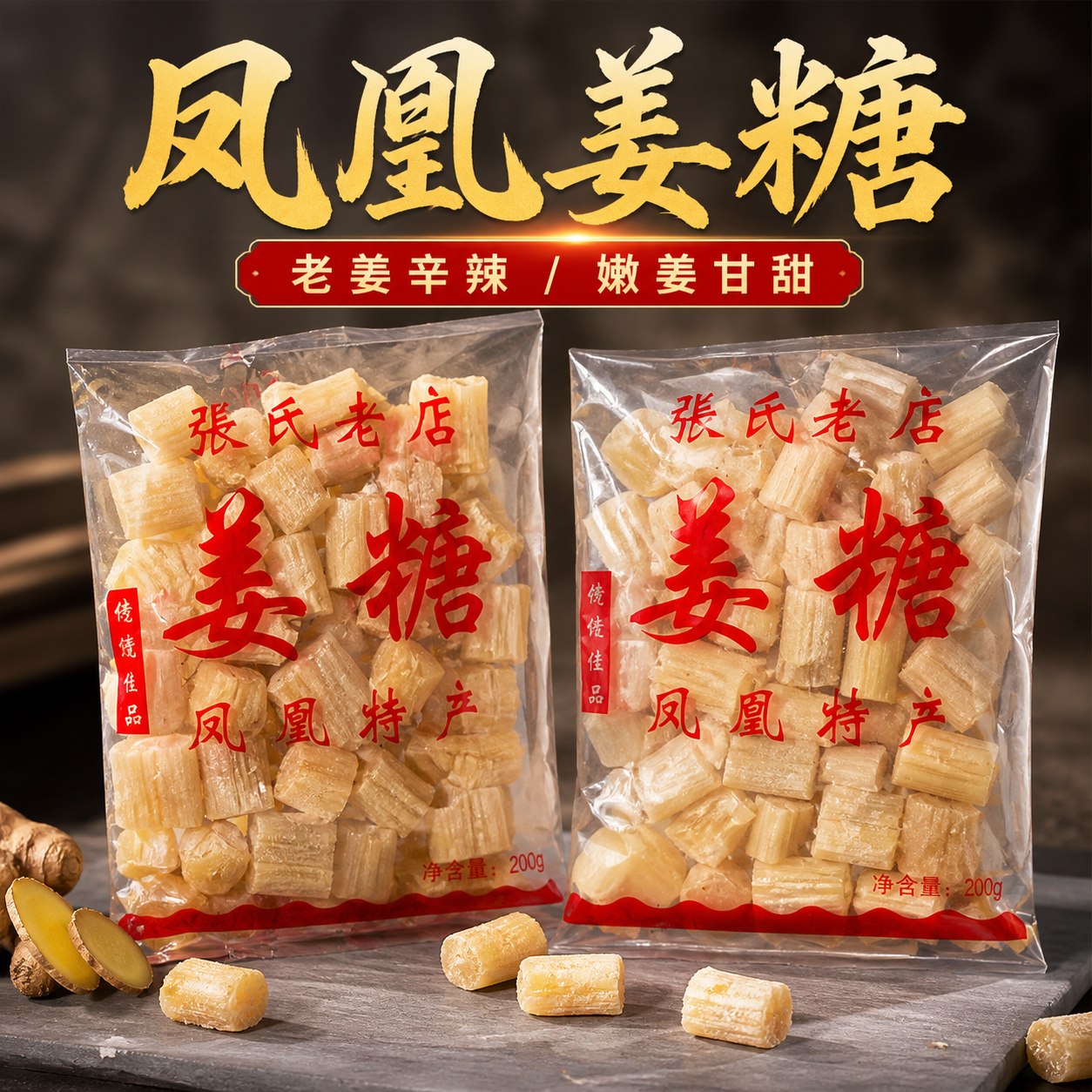 姜糖软糖手工正宗老姜味凤凰古城特产张字老店独立姜糖片老姜嫩姜