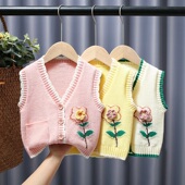 儿童针织马甲春秋款 内穿宝宝婴儿女童背心坎肩女宝外穿新生儿洋气