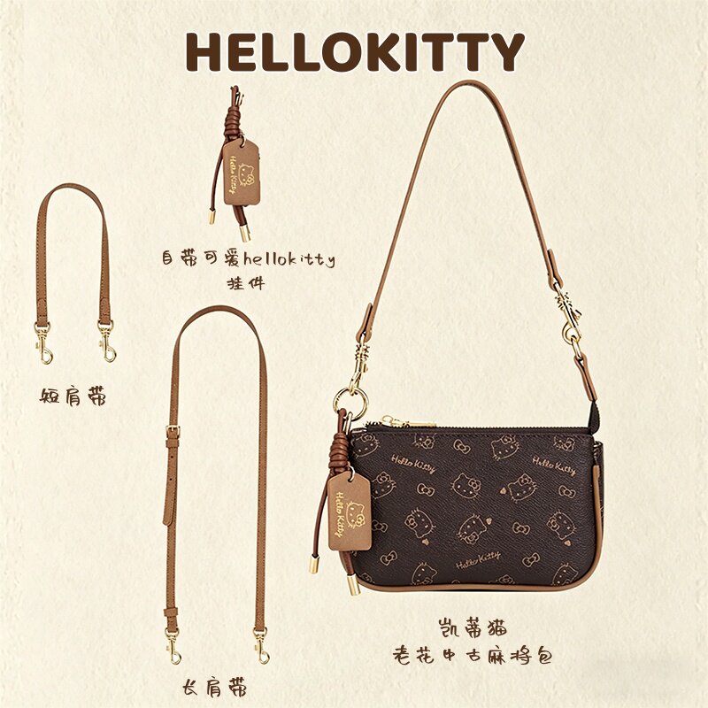 hellokitty联名中古麻将包轻奢单肩腋下小包包三丽鸥女孩生日礼物