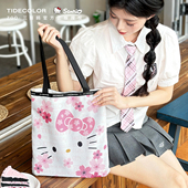 HelloKitty正版 樱花帆布包女学生手提托特包凯蒂猫哈喽kt女补习袋