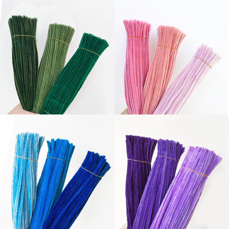 彩色毛条花朵毛根条6毫米扭扭棒幼儿园儿童创意手工DIY制作材料