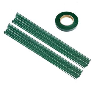 丝网花材料diy花径绿铁丝30花枝胶包手工玫瑰花钩织花杆花艺钩针