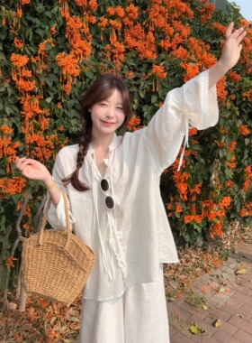 高级感法式蕾丝花边白色衬衫女2026早春新款宽松休闲韩系衬衣上衣