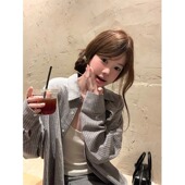 新款 女早春季 休闲宽松气质慵懒风衬衣上衣 高级蓝色条纹衬衫 法式