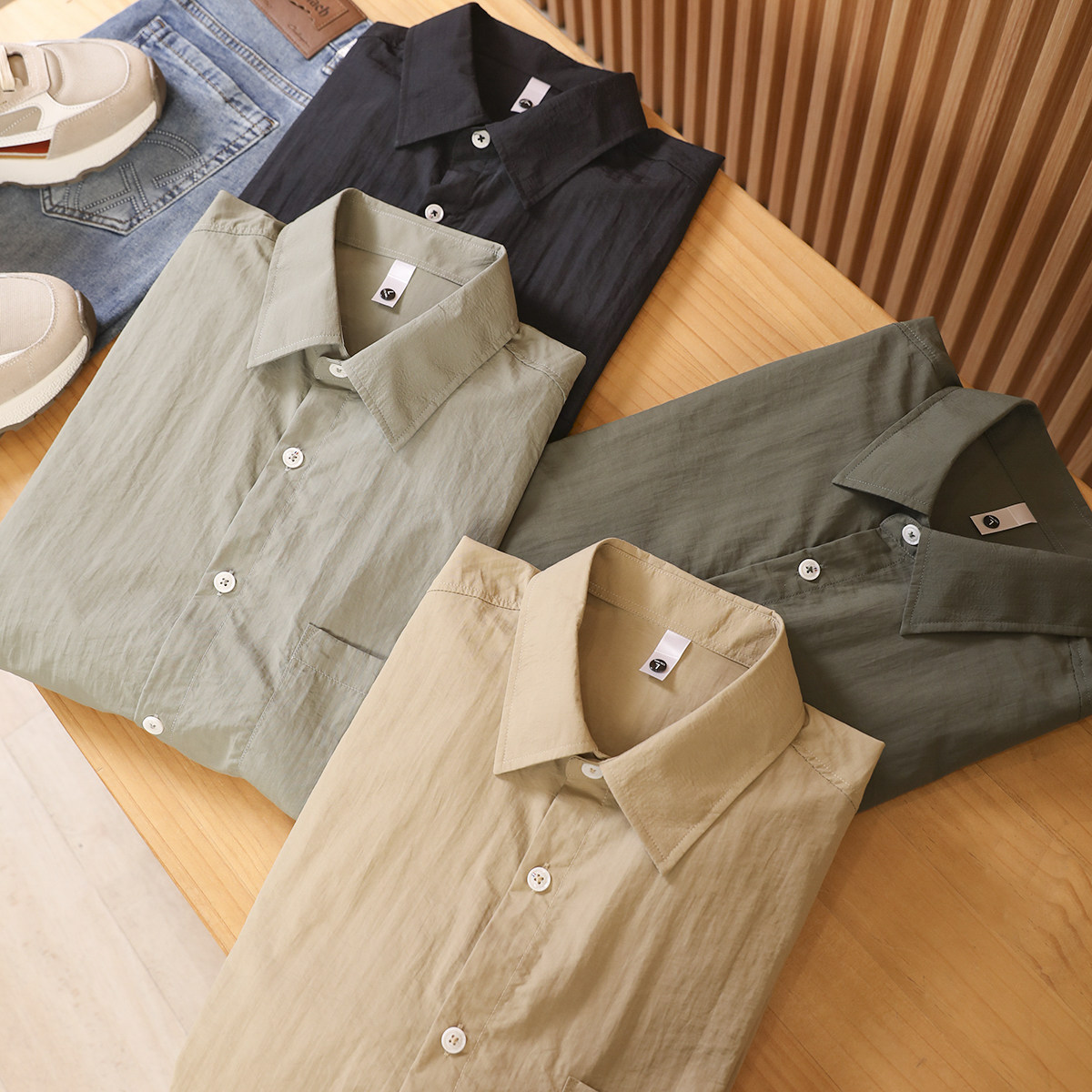 户外机能风！科技速干面料！超薄透气！新款男士工装休闲长袖衬衫