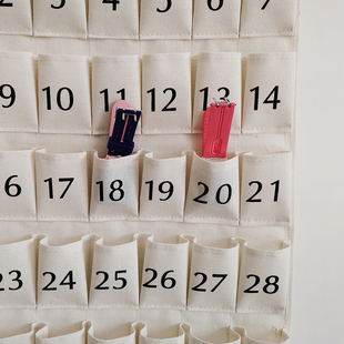 壁挂式电话手表收纳袋帆布儿童手表储物袋教室口红口罩杂物袋挂袋