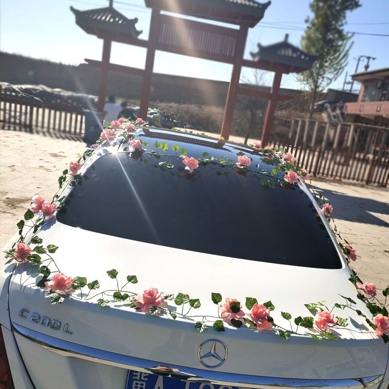 婚车装饰婚庆用品仿真玫瑰花藤假花车装饰婚庆吊顶室内装饰