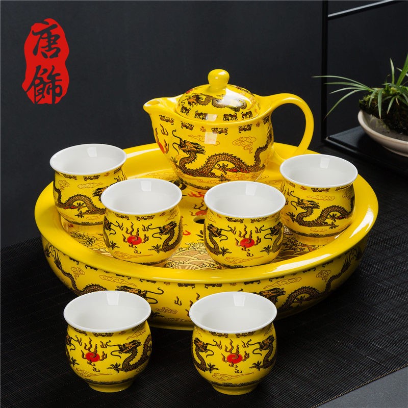 陶瓷功夫茶具欧式青花防烫双层大号茶杯不烫手陶瓷器茶具套装茶壶
