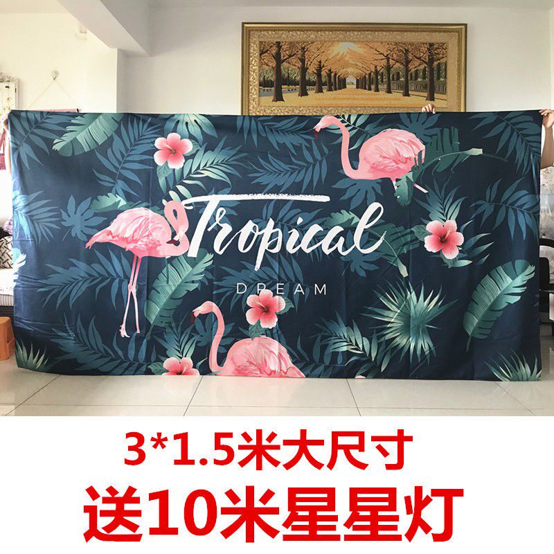3米背景布ins挂布网红少女拍照直播大号挂毯客厅装饰火烈鸟新款画