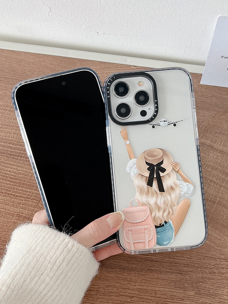 새로운 밀짚모자 여행은 자유롭고 쉬운 소녀 IPHONE 14 PROMAX 휴대폰 케이스 12 APPLE 13 낙하 방지 부드러운 접착제에 적합