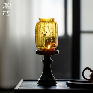 雅器一瑞璃祖母绿柳燕烛台茶道配件氛围感高颜值摆件香薰蜡烛台