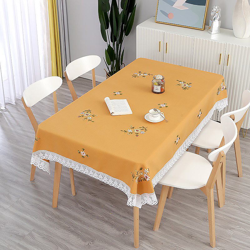 手工绣花餐桌布艺北欧棉麻现代简约台布茶几盖巾长方形家用盖布