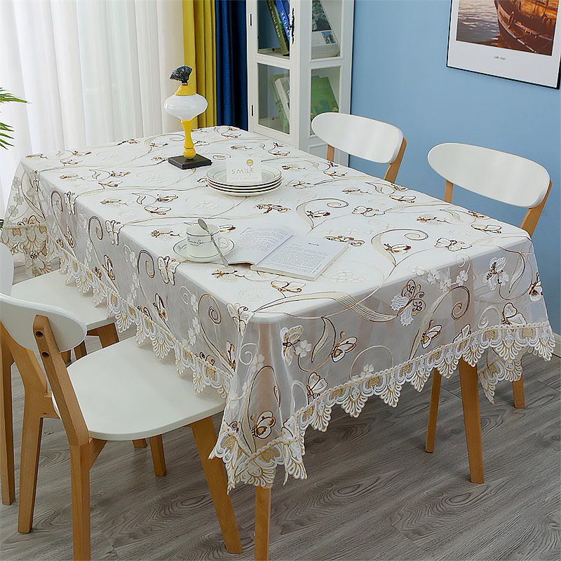 桌布蕾丝绣花布艺北欧ins风镂空白色长方形简约现代圆餐桌台布