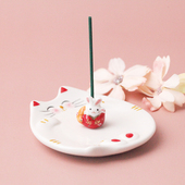 日本线香底座兔子香插香盘沉香檀香家用熏香香立香座猫咪香托香薰