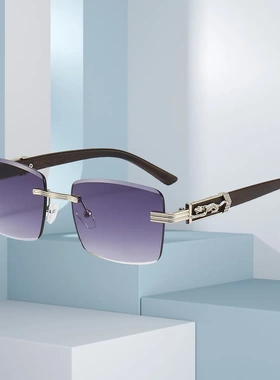 2025新款木纹腿太阳镜豹子头金属墨镜跨境复古欧美眼镜