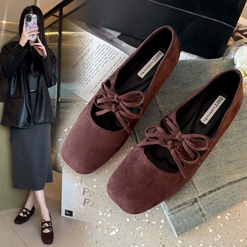 小个子内增高复古绒面红色小单鞋