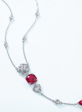 欧美跨境玫瑰花培育红宝长款项链