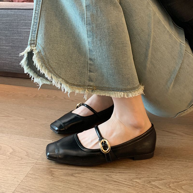 平底玛丽珍单鞋法式温柔加肥加宽