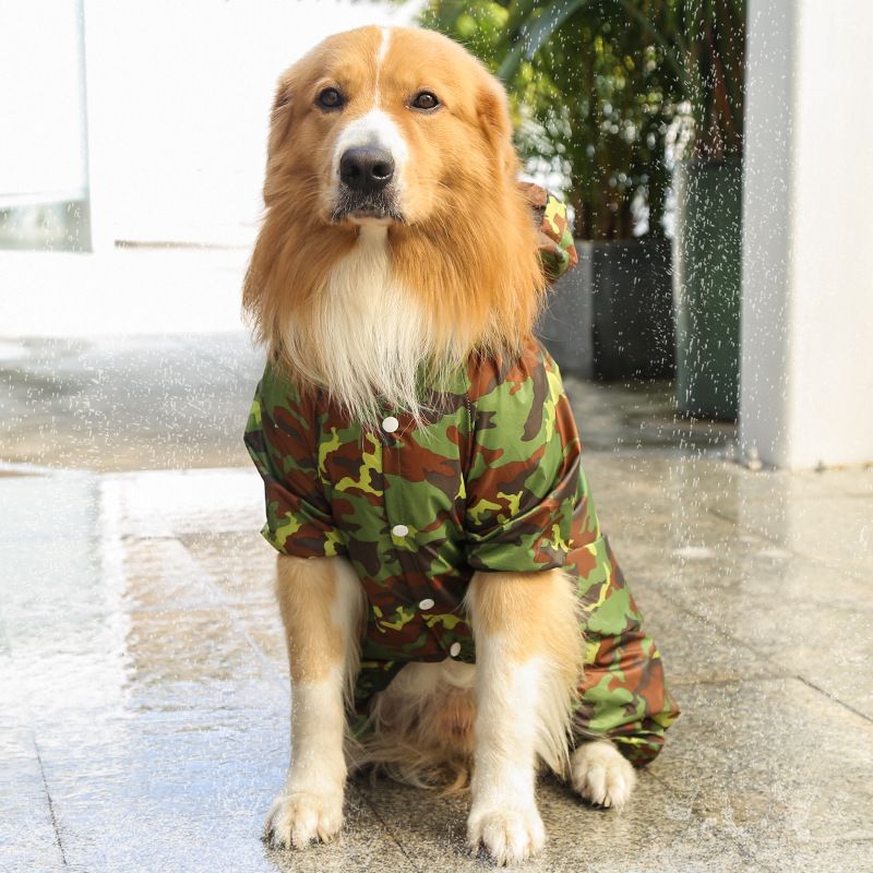 清仓超中大型犬狗狗迷彩四脚连体雨宠物防水户外出狗衣服用品