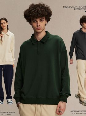 ARTIE男装丨 2025秋冬新品铂尔绒毛圈340g宽松翻领潮牌男式卫衣长