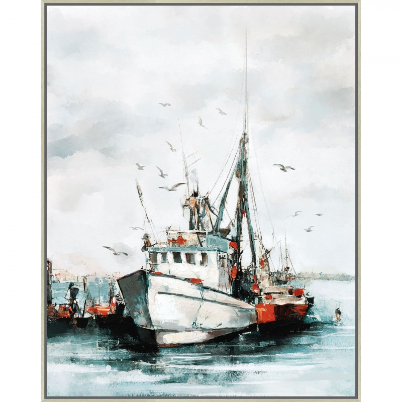 热销北欧风帆船半手绘油画 小尺寸客厅装饰画晶瓷卧室挂画图片