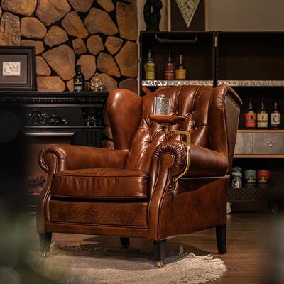 美式雪茄椅单人沙发椅复古经典教